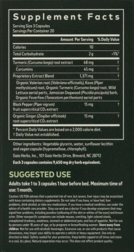 Gaia Herbs Curcumin Synergy Turmeric Supreme Pain P.M. Dietary Supplement Perspective: right