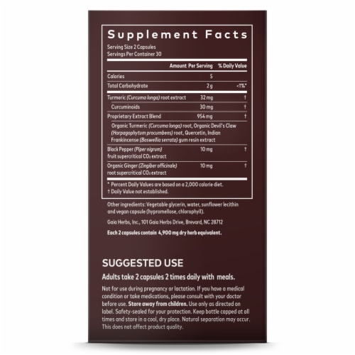 Gaia Herbs® Turmeric Supreme Joint Liquid Phyto-Caps Perspective: right