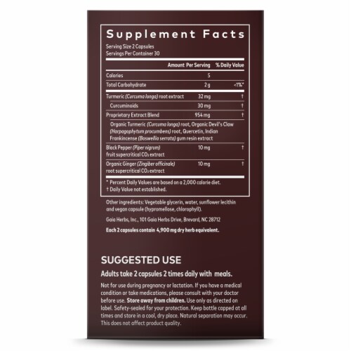 Gaia Herbs® Turmeric Supreme Joint Liquid Phyto-Caps Perspective: right
