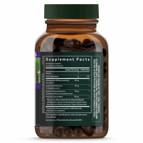 Gaia Herbs Adrenal Health Nightly Restore Vegan Capsules Perspective: right