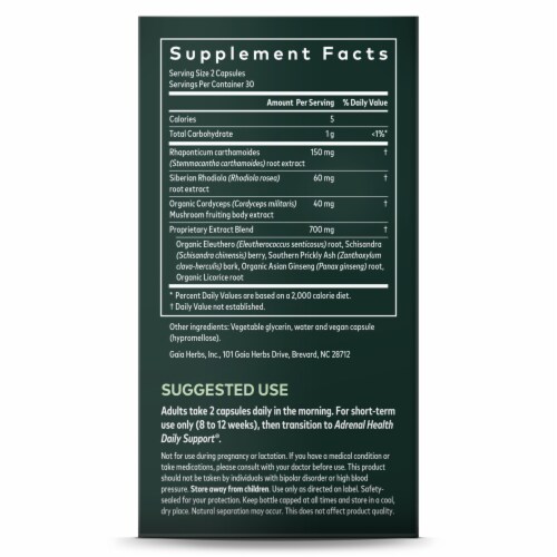 Gaia® Herbs Adrenal Health Jump Start Capsules Perspective: right