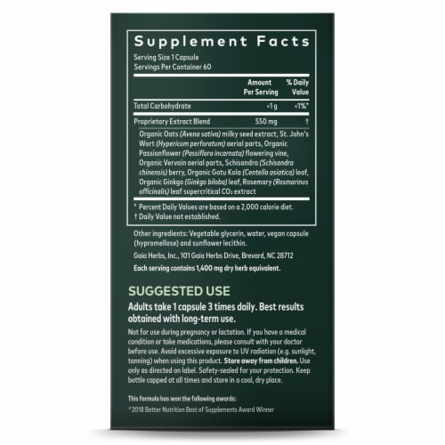 Gaia® Herbs Emotional Balance™ Vegan Liquid Phyto-Caps® Herbal Supplement Perspective: right
