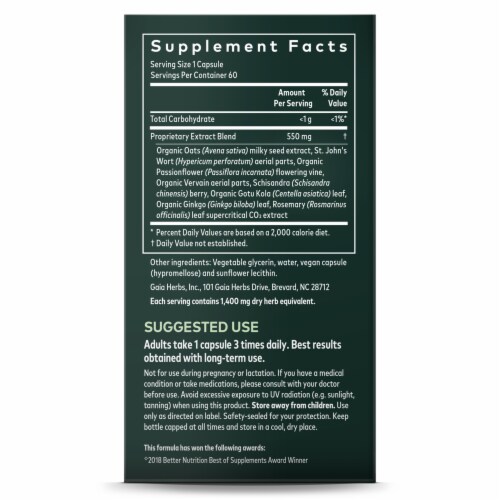 Gaia® Herbs Emotional Balance™ Vegan Liquid Phyto-Caps® Herbal Supplement Perspective: right