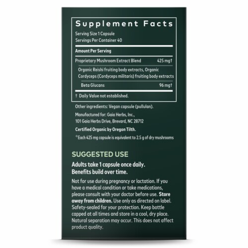Gaia Herbs Respiratory Mushroom Blend Perspective: right