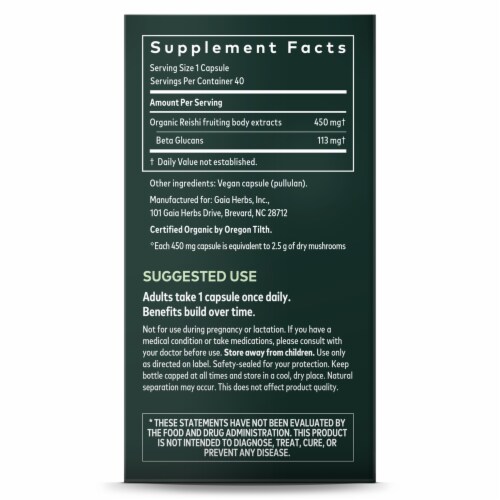 Gaia Herbs Reishi Mushroom Longevity Support Perspective: right