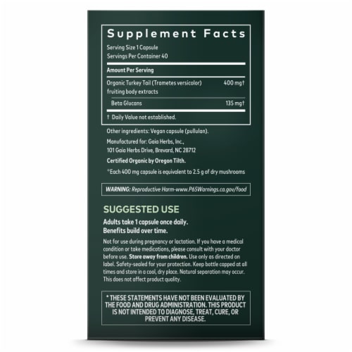 Gaia Herb Turkey Tail Muchroom Immune and Liver Support Perspective: right