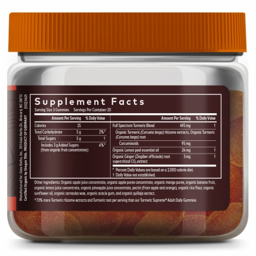 Gaia Herbs Tumeric Supreme Extra Strength Gummies Perspective: right