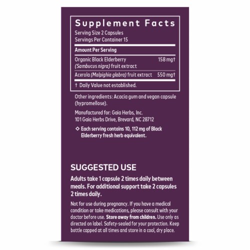 Gaia Herbs Black Elderberry Herbal Supplement Perspective: right