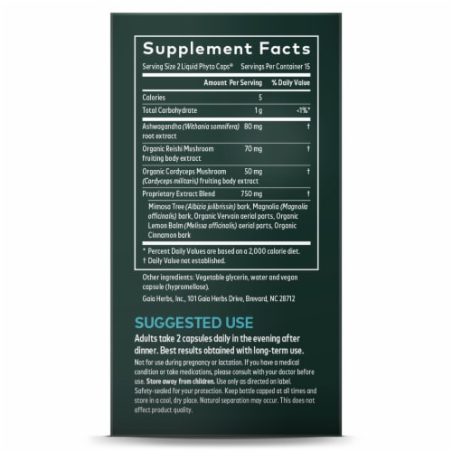 Gaia Herbs Relax Herbal Supplement Perspective: right
