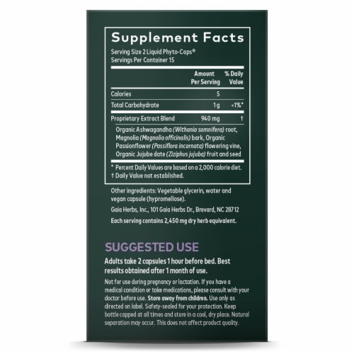 Gaia Herbs Sleep Herbal Supplement Perspective: right