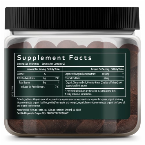 Gaia Herbs® Ashwagandha Plant-Powered Stress Support Gummies Perspective: right