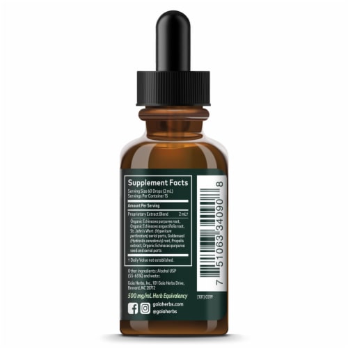Gaia® Herbs Echinacea Goldenseal Supreme Liquid Supplement Perspective: right