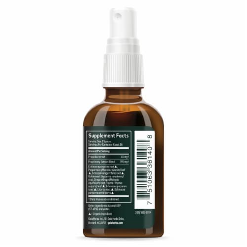 Gaia® Herbs Echinacea Goldenseal Propolis Throat Spray Perspective: right