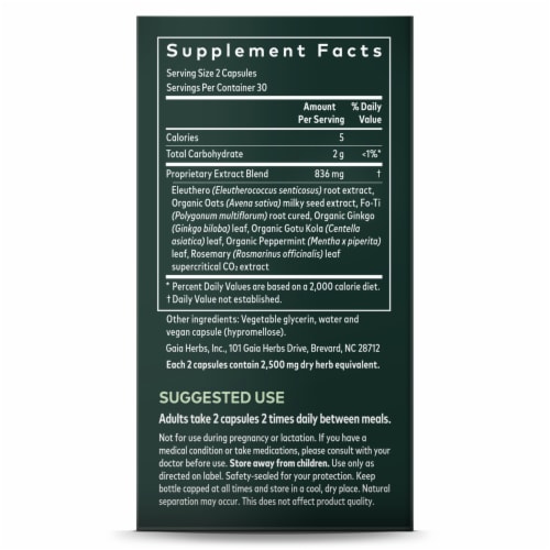 Gaia® Herbs Mental Alertness Supplement Liquid Phyto-Caps Perspective: right