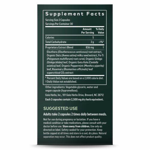 Gaia® Herbs Mental Alertness Supplement Liquid Phyto-Caps Perspective: right