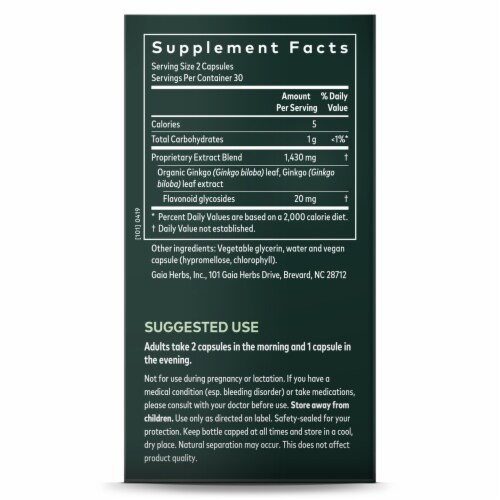 Gaia Herbs Single Herbs Ginkgo Leaf Dietary Supplement Perspective: right