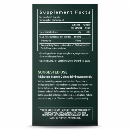 Gaia Herbs® Olive Leaf Vegan Liquid Phyto-Caps Perspective: right