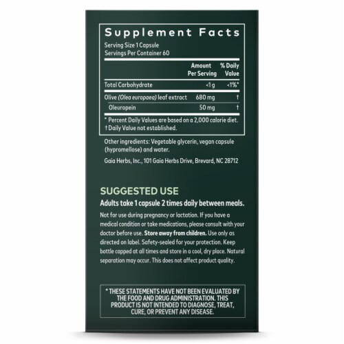 Gaia Herbs® Olive Leaf Vegan Liquid Phyto-Caps Perspective: right
