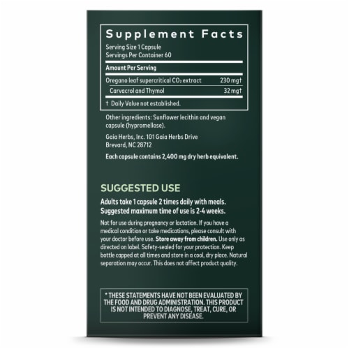 Gaia® Herbs Oil of Oregano Liquid Phyto-Caps Perspective: right