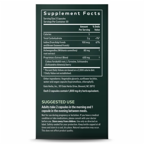 Gaia® Herbs Thyroid Support Vegan Liquid Phyto-Caps Perspective: right