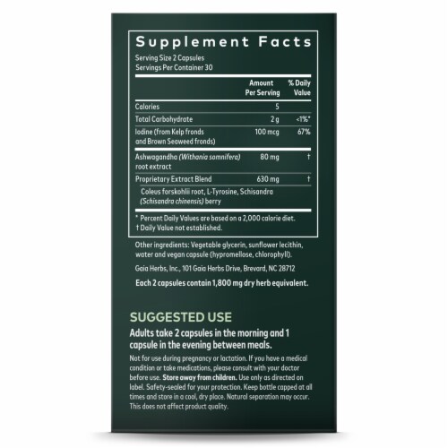 Gaia® Herbs Thyroid Support Vegan Liquid Phyto-Caps Perspective: right