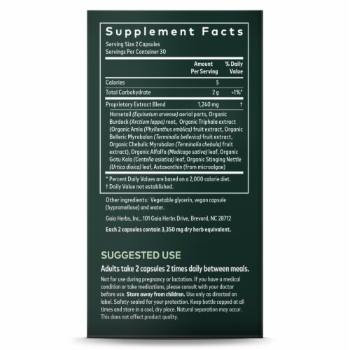 Gaia Herbs SystemSupport Hair Skin and Nail Support Dietary Supplement Perspective: right