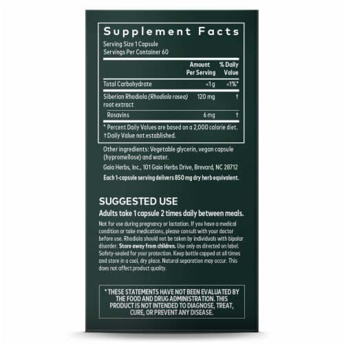 Gaia Herbs® Rhodiola Rosea Liquid Phyto-Caps Perspective: right