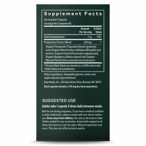 Gaia® Herbs Lacatation Support Liquid Phyto-Caps Perspective: right