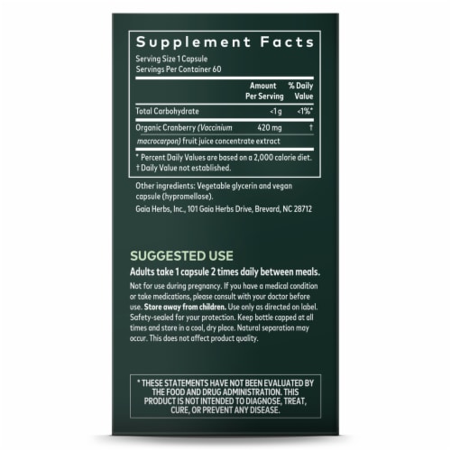 Gaia Herbs Single Herbs Cranberry Concentrate Dietary Supplement Perspective: right