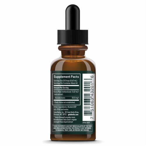 Gaia Herbs® Extra Strength Kava Root Liquid Herbal Extract Perspective: right
