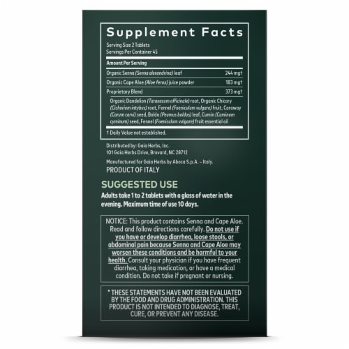 Gaia Herbs® Natural Laxative Tablets Perspective: right