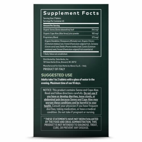 Gaia Herbs® Natural Laxative Tablets Perspective: right