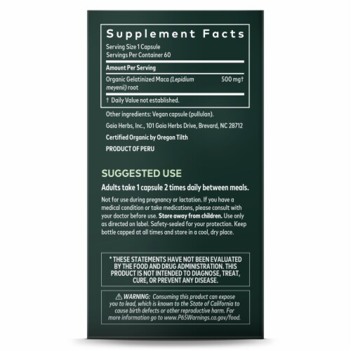 Gaia Herbs® Maca Root Vegan Capsules Perspective: right