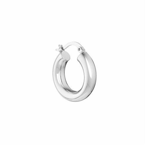 Elements Silver Plated 22mm Round Click-Top Hoop Earings Perspective: right