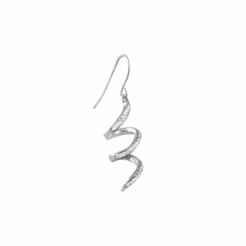 Elements Silver Plated Crystal Spiral Drop Earrings Perspective: right