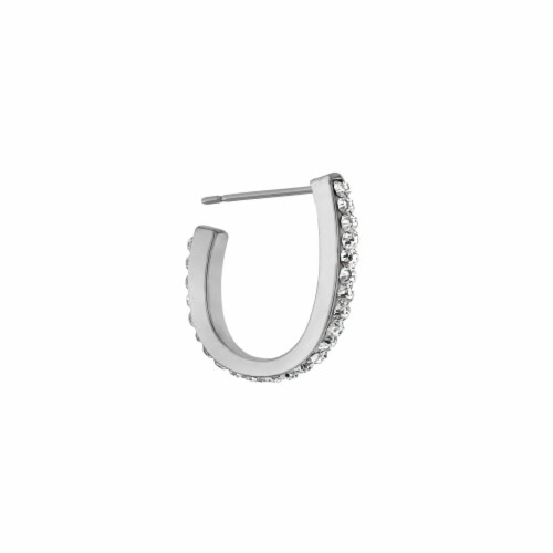 Elements Silver Plated Crystal Post Hoop Earrings Perspective: right