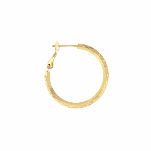 Elements 14K Gold Over Brass 30mm Diamond Cut Hoop Earrings Perspective: right