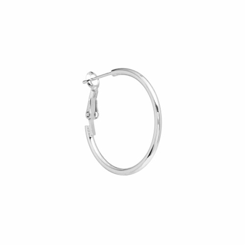 Elements Silver Plated 30mm Tube Hoop Earrings Perspective: right