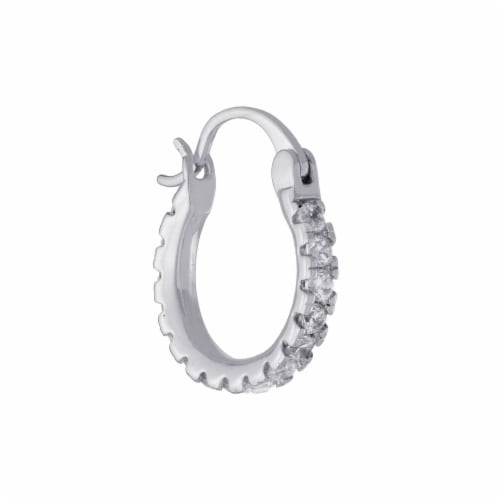 Elements Silver Plated Click-Top Hoop Earrings Perspective: right