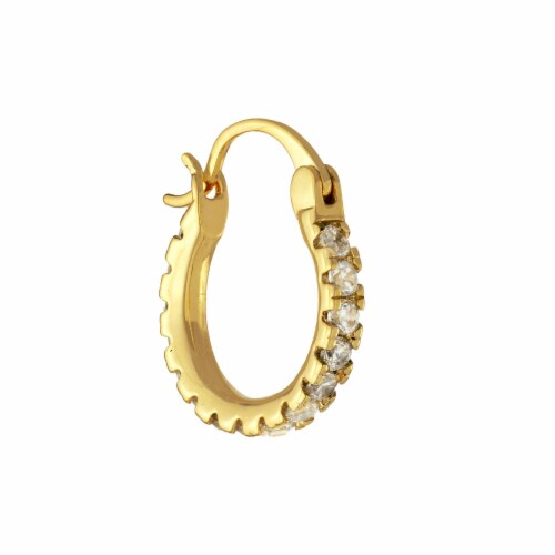 Elements Gold Over Silver 15mm Cubic Zirconia Click-Top Hoop Earrings Perspective: right