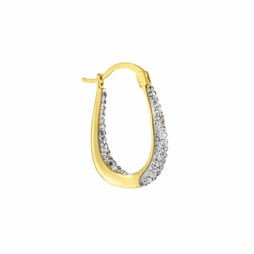 Elements Gold Over Silver Boxed Crystal Click-Top Hoop Earrings Perspective: right