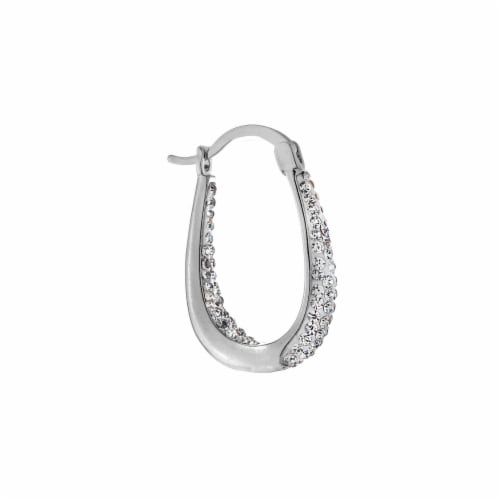 Elements Silver Plated Boxed Crystal Click-Top Hoop Earrings Perspective: right
