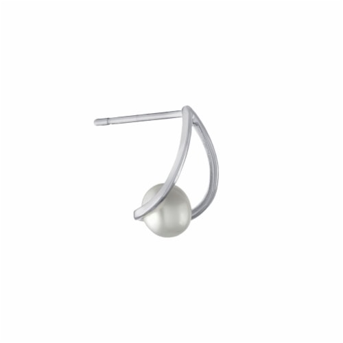Elements Silver Plated 7.5mm Pearl Stud Earrings Perspective: right