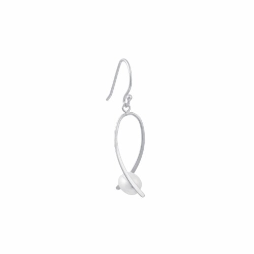 Elements Silver Plated Pearl Twist Drop Earrings Perspective: right