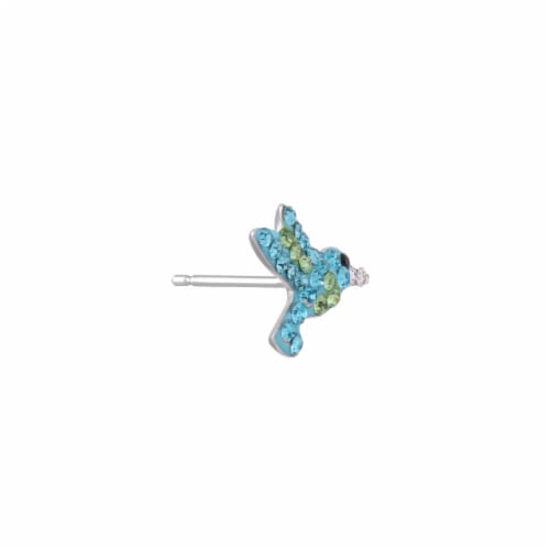 Elements Silver Plated Crystal Hummingbird Stud Earrings Perspective: right
