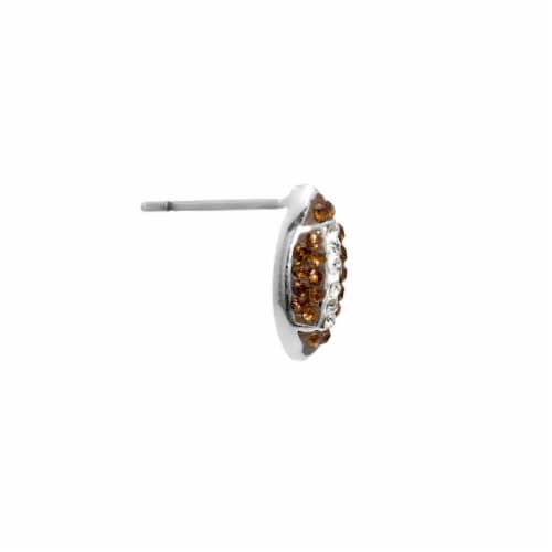 Elements Silver Plated Crystal Football Stud Earrings Perspective: right