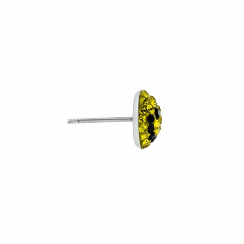 Elements Silver Plated Crystal Happy Face Stud Earrings Perspective: right
