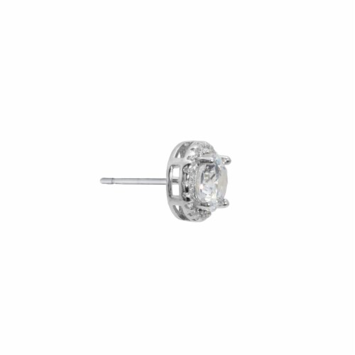 Elements Silver Plated Halo Stud Earrings Perspective: right