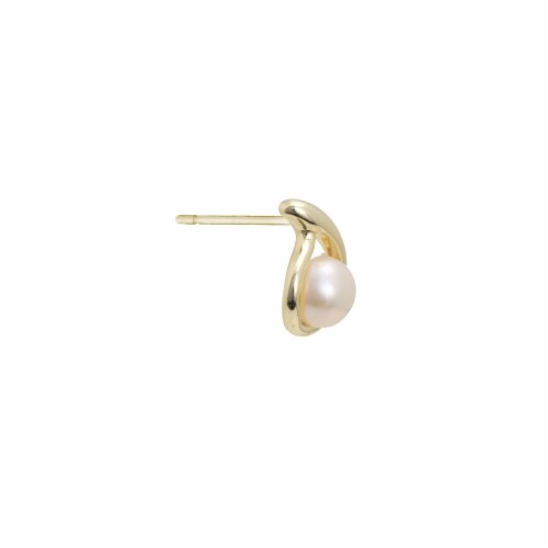 Elements Gold Over Silver White Pearl Teardrop Shaped Stud Earrings Perspective: right