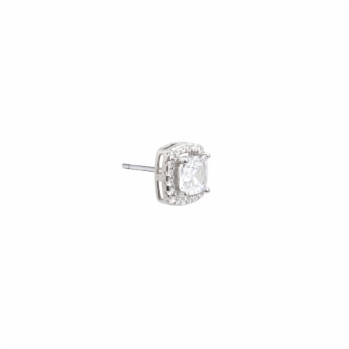 Elements Silver Plated Halo Stud Earrings Perspective: right